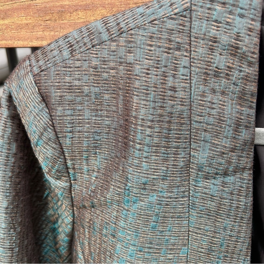 EILEEN FISHER Pine Infinity Jacquard Blazer Shawl Collar 3/4 Sleeve - Picture 3 of 7
